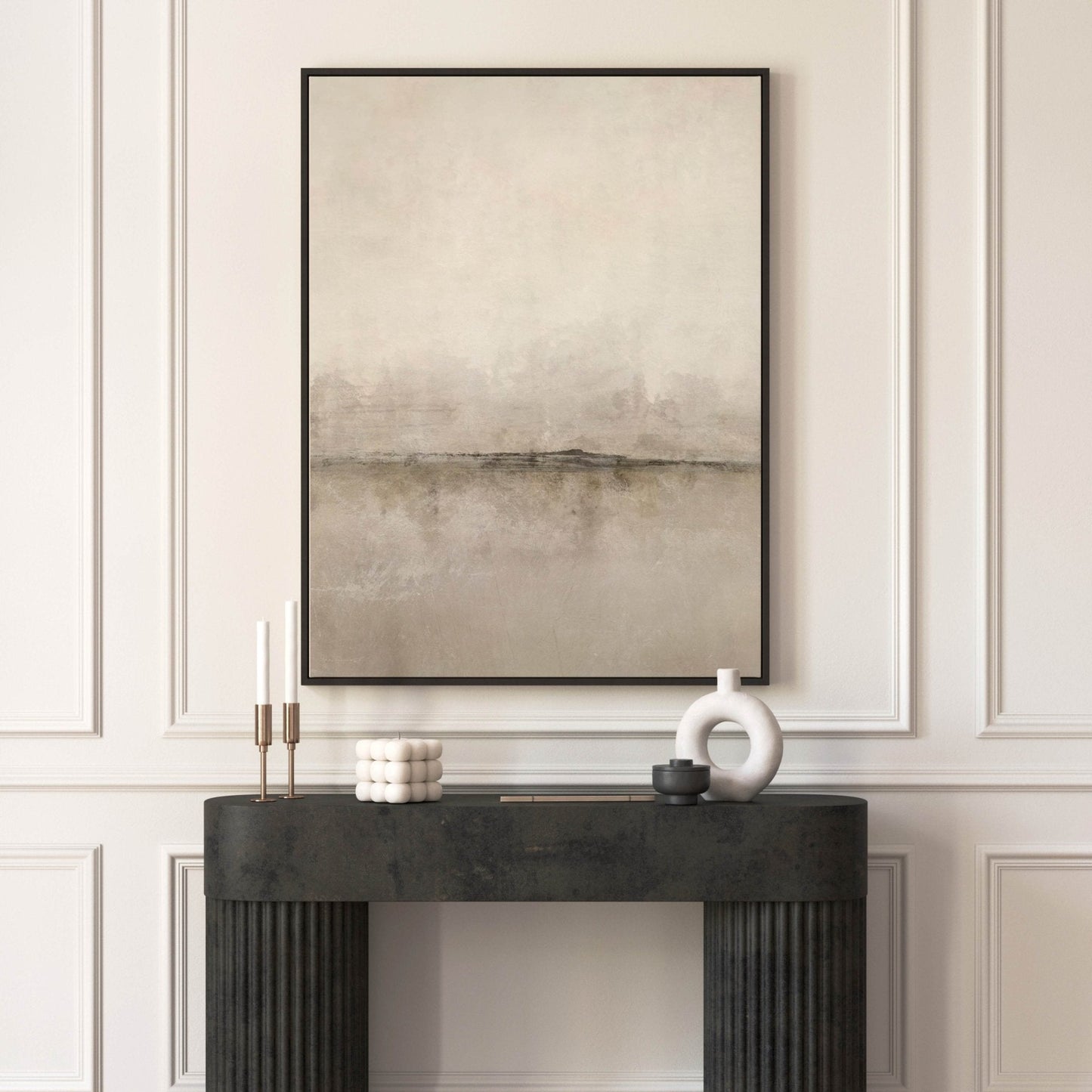 Neutral minimalist framed canvas wall art by Aureous 
