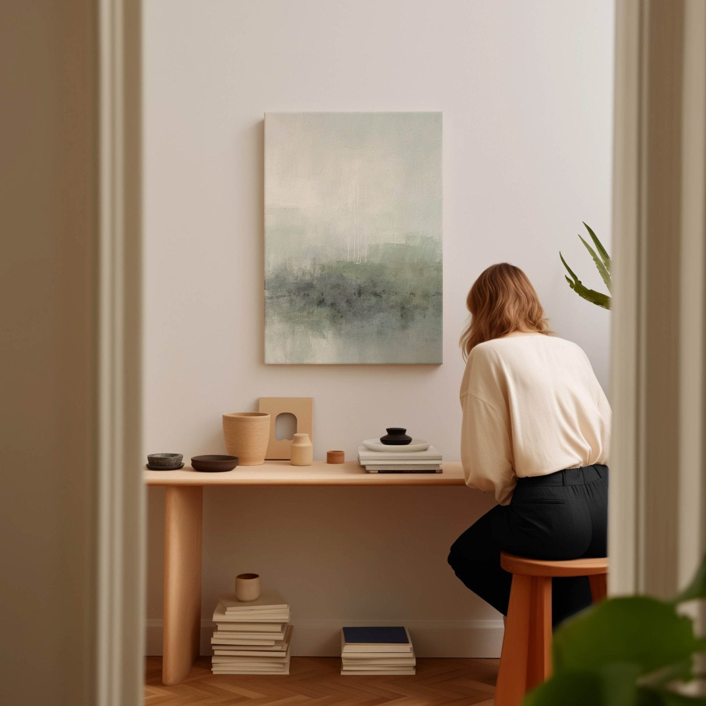 Artemis Framed Canvas - Sage - AureousHome