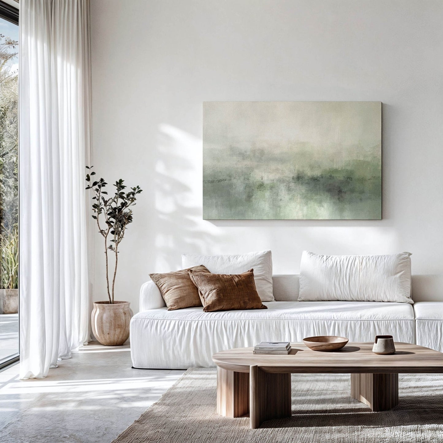 Artemis Framed Canvas - Sage / Horizontal - AureousHome