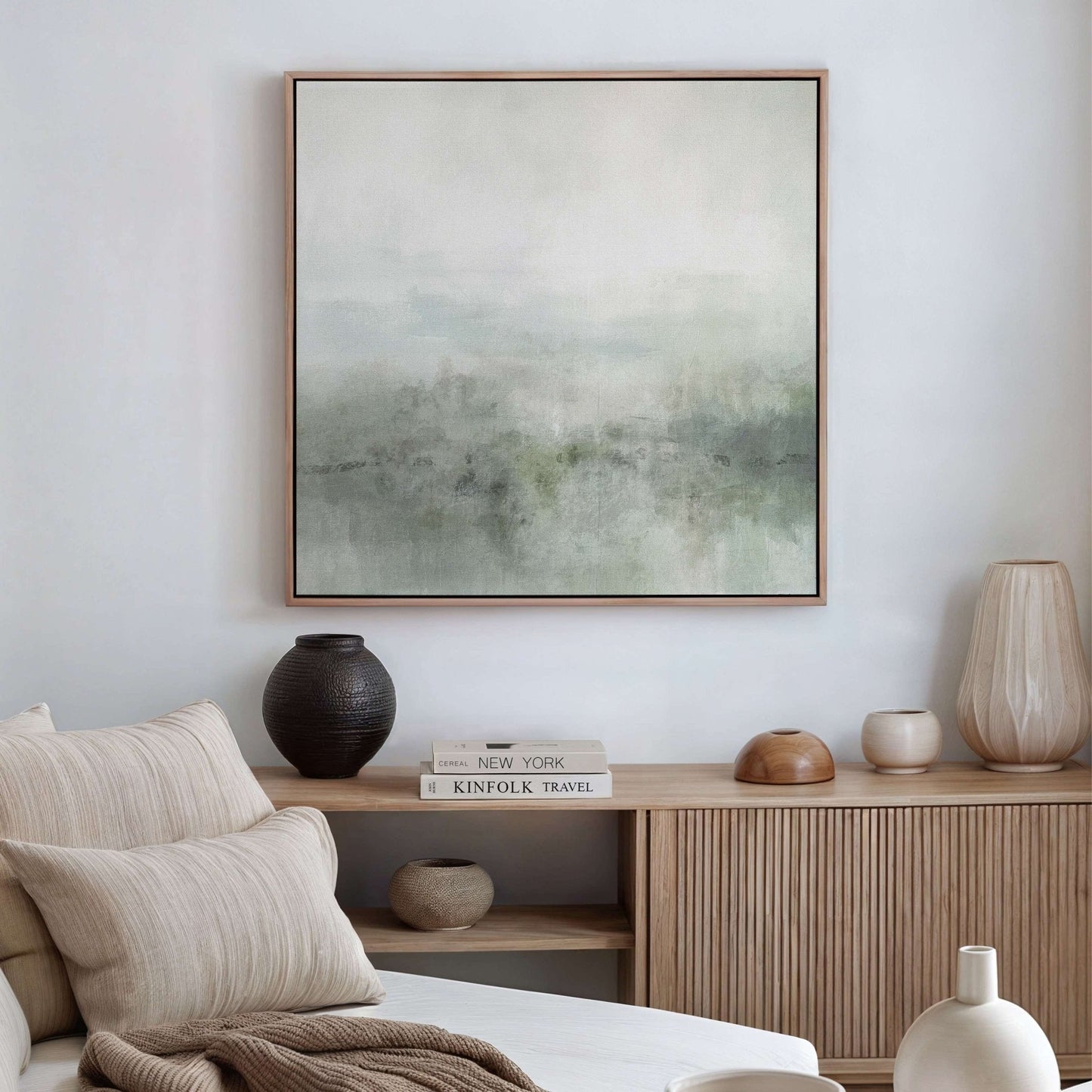 Artemis Framed Canvas - Sage / Square - AureousHome