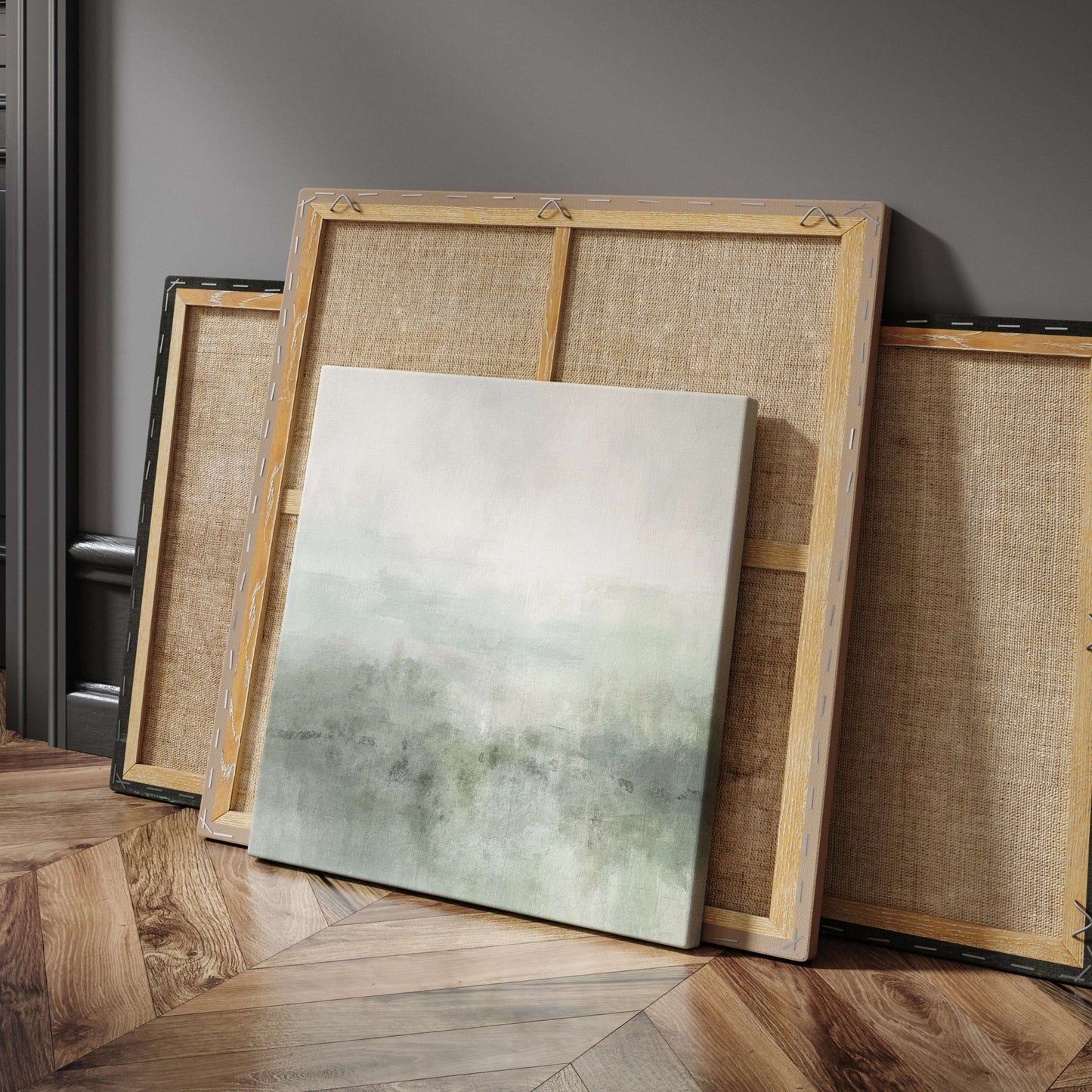 Artemis Framed Canvas - Sage / Square - AureousHome