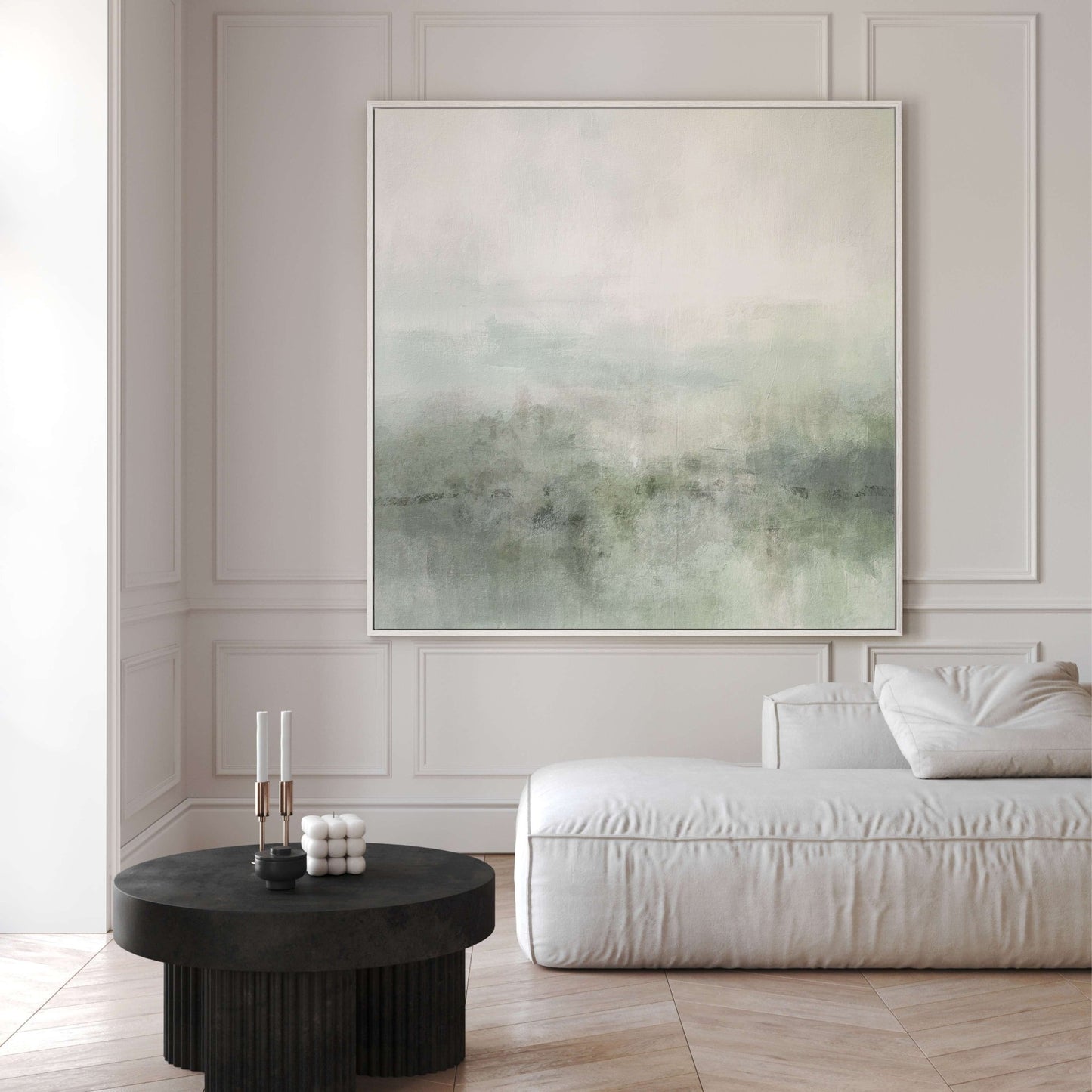 Artemis Framed Canvas - Sage / Square - AureousHome