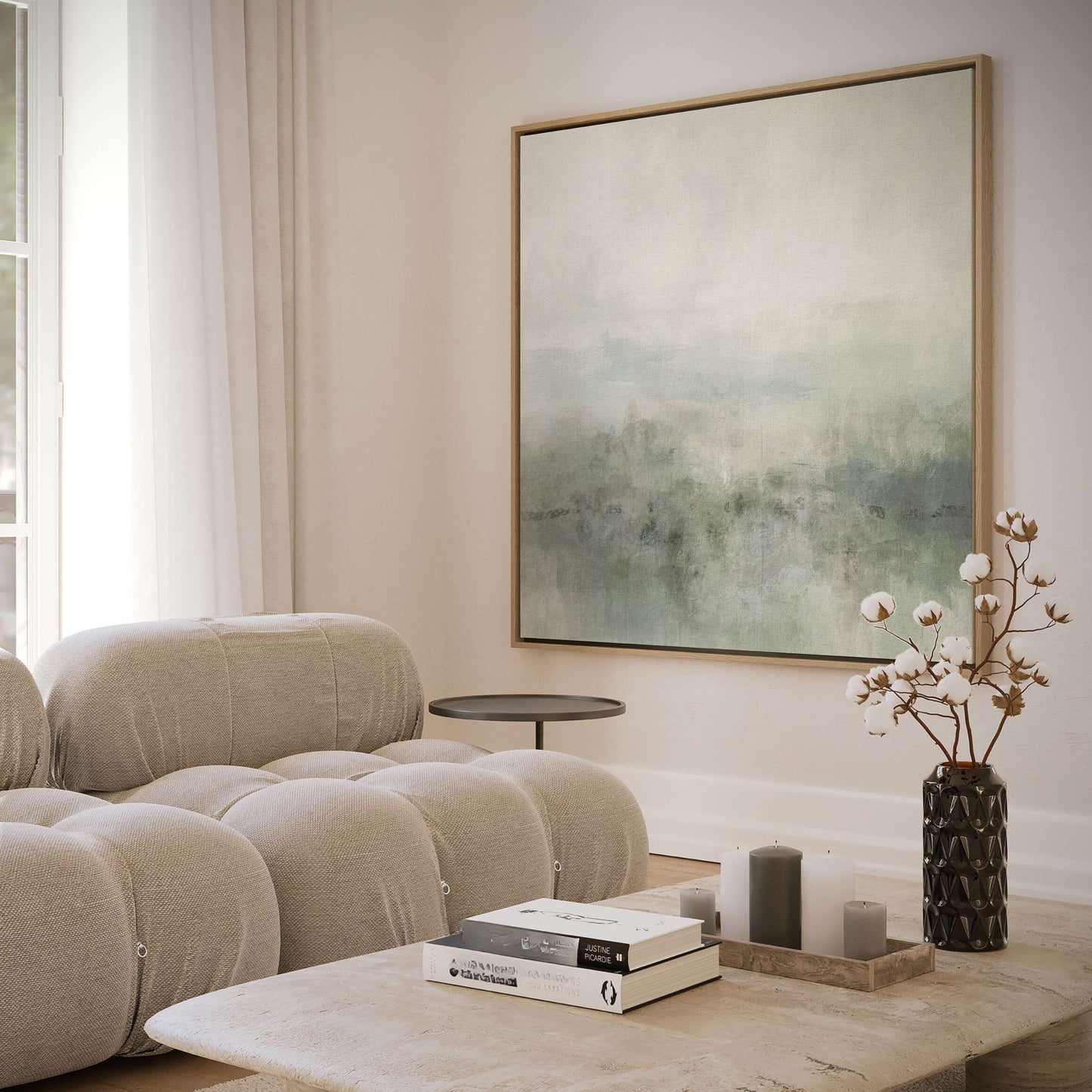 Artemis Framed Canvas - Sage / Square - AureousHome