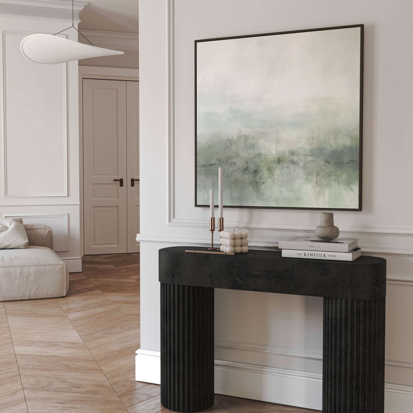 Artemis Framed Canvas - Sage / Square - AureousHome