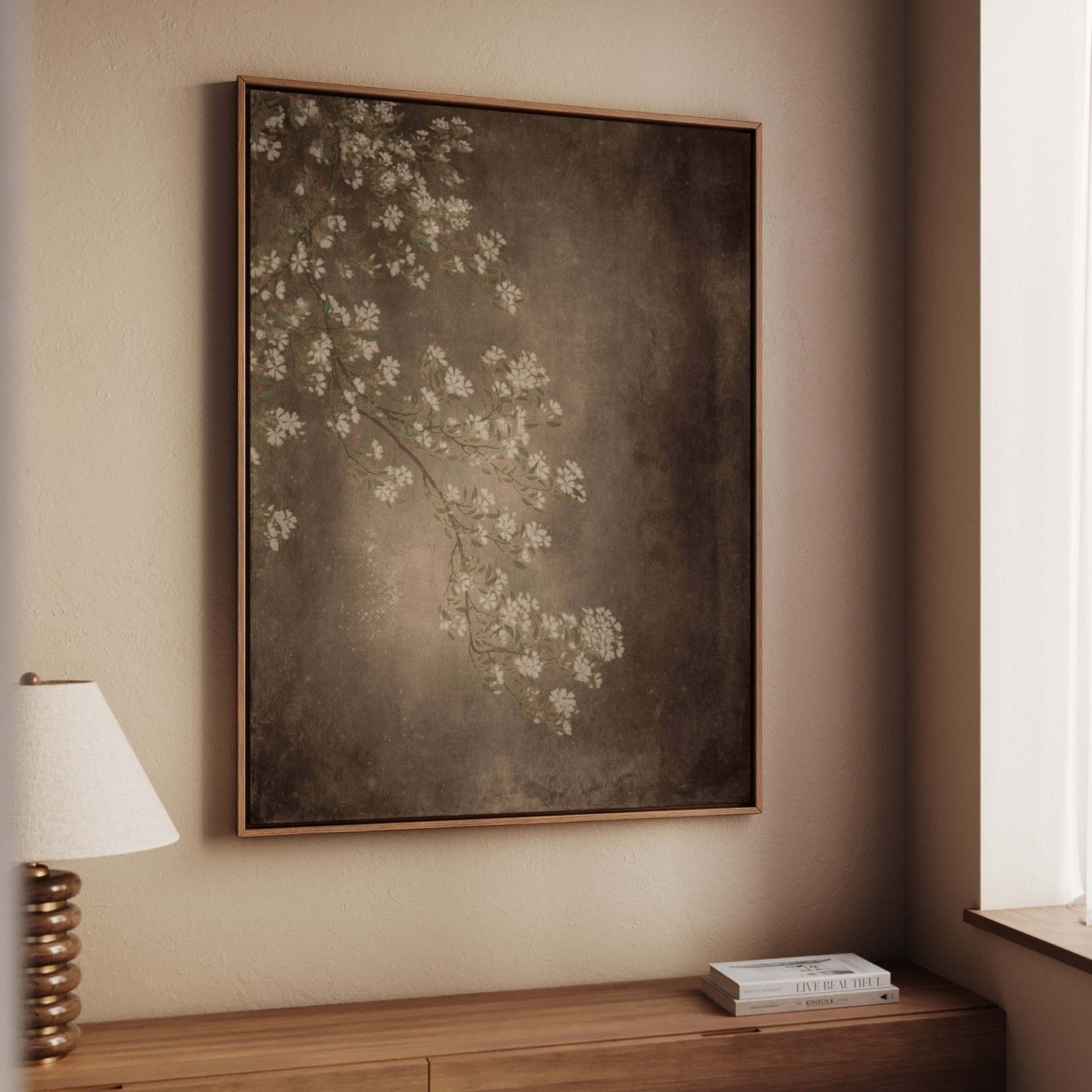 Blossom Framed Canvas - Espresso Brown - AureousHome