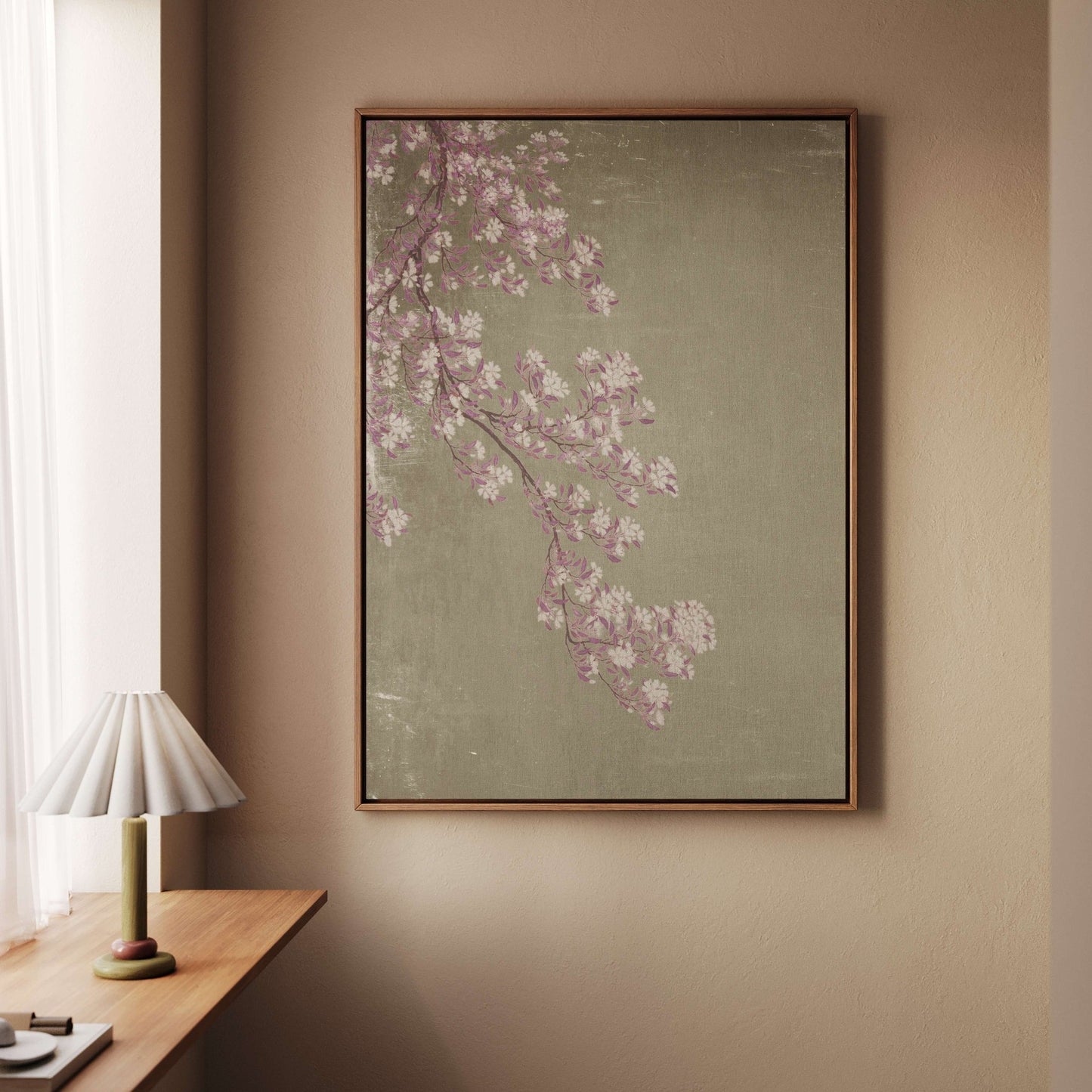 Blossom Framed Canvas - Pink / Green - AureousHome