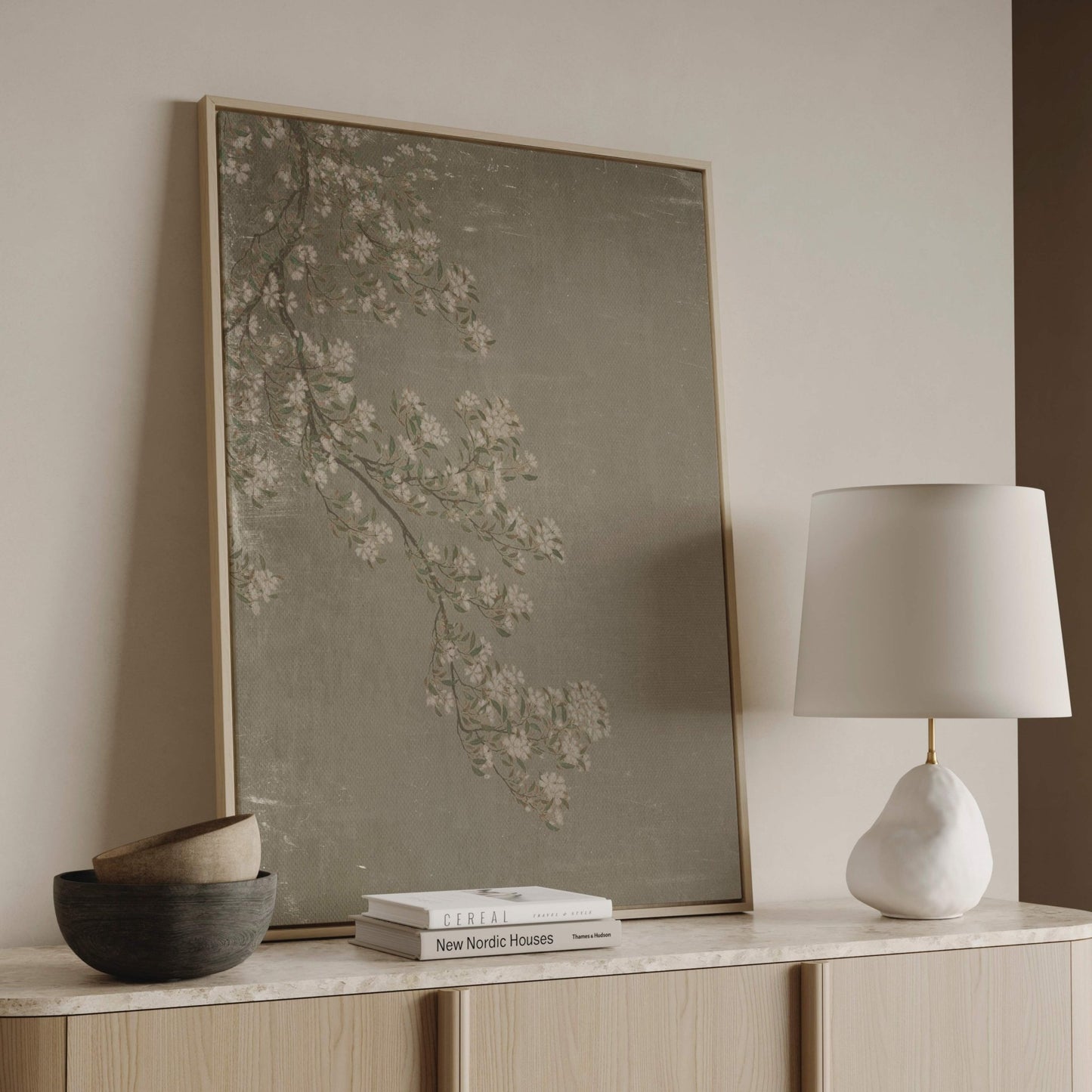 Blossom Framed Canvas - Vintage Green - AureousHome