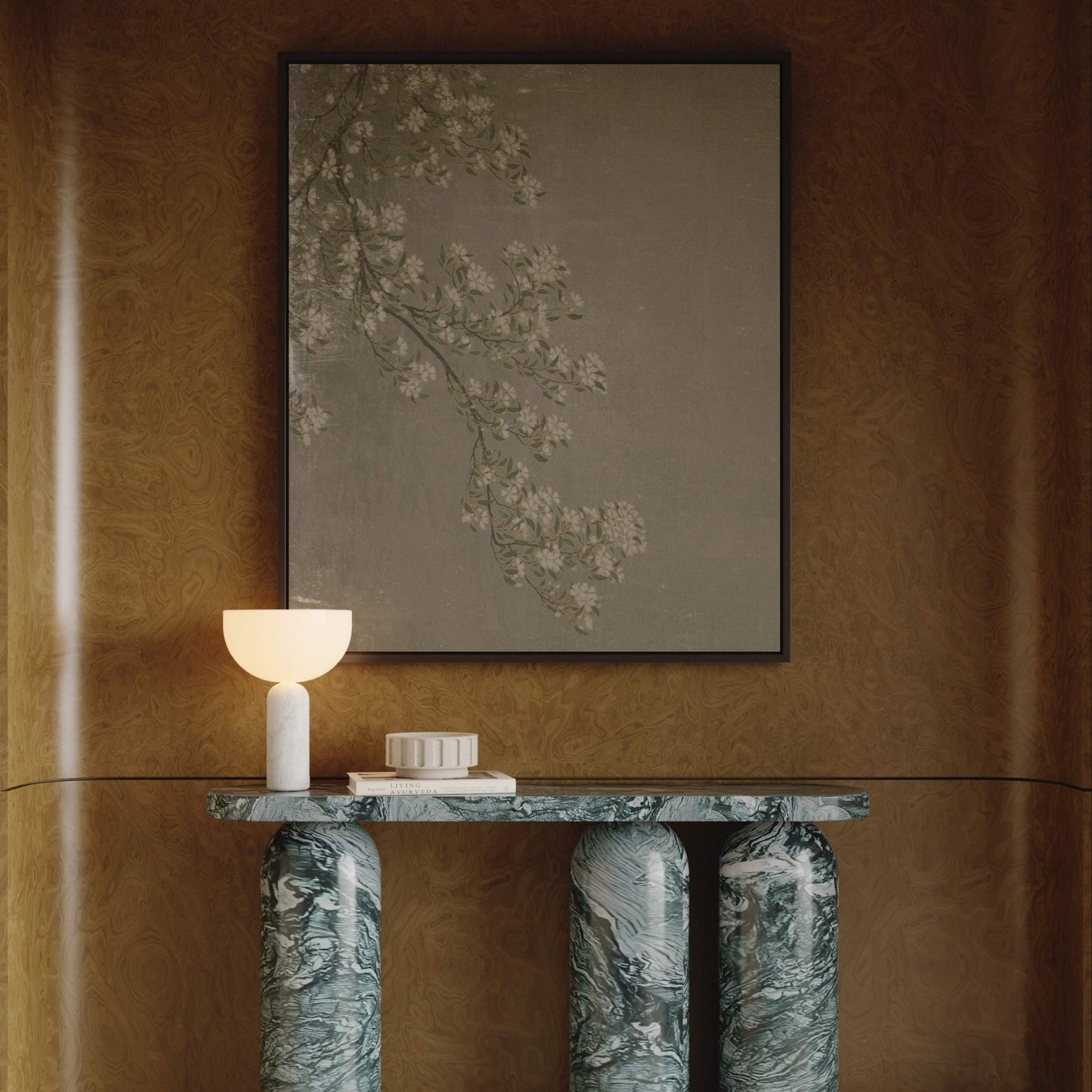 Blossom Framed Canvas - Vintage Green - AureousHome