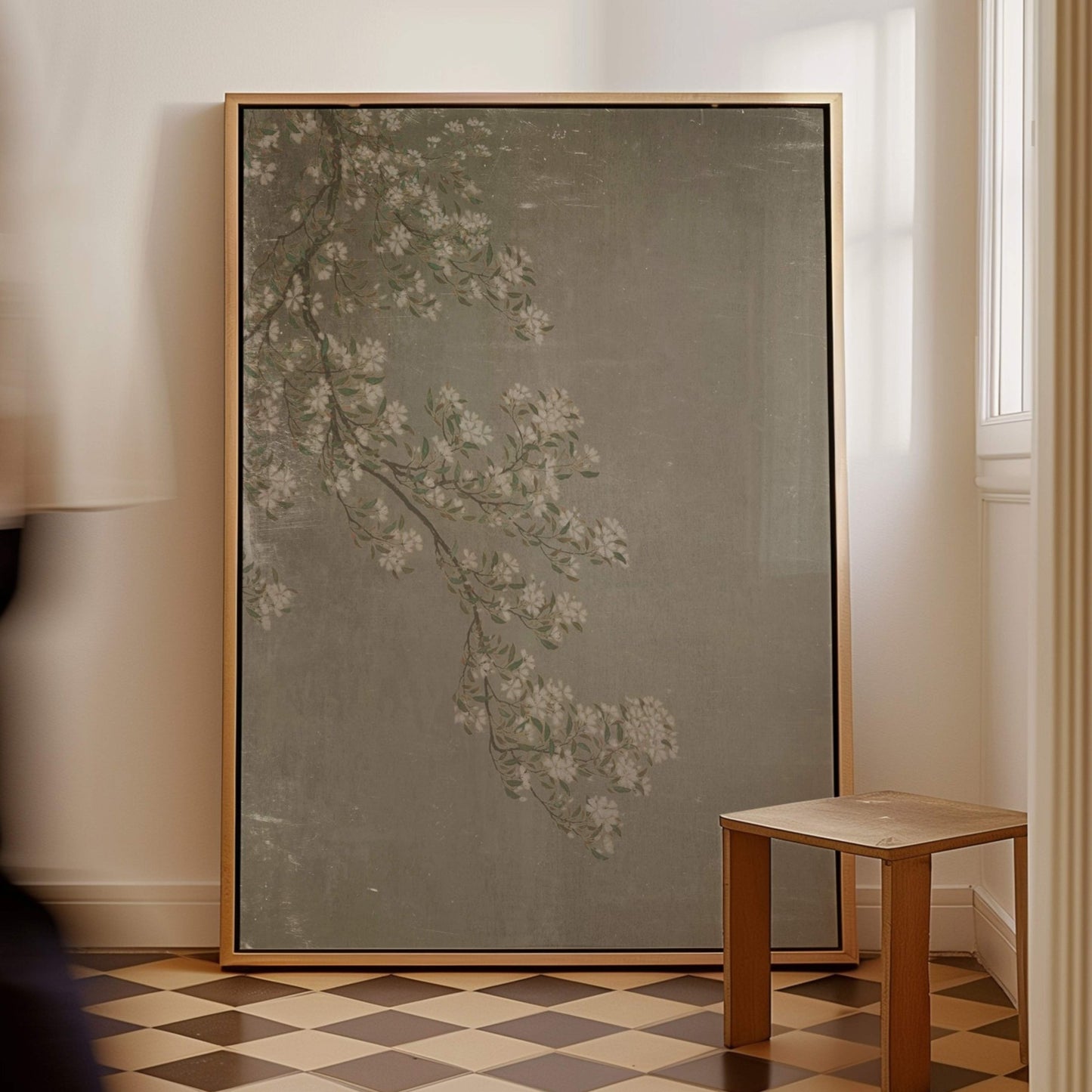 Blossom Framed Canvas - Vintage Green - AureousHome