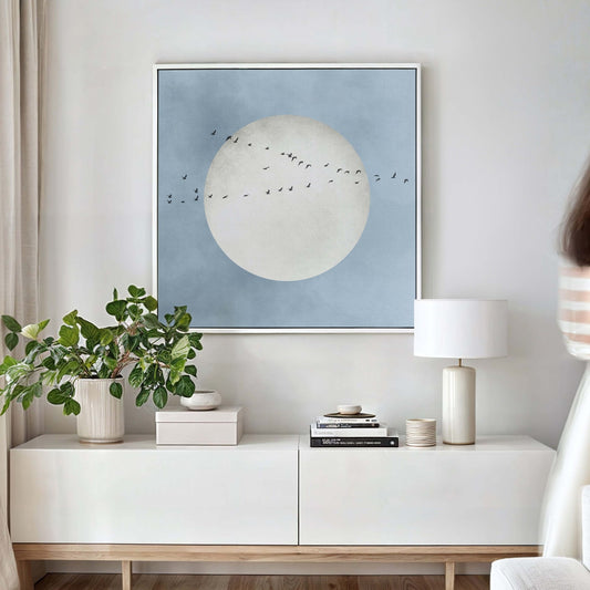 Blue Moon Square Framed Canvas - AureousHome