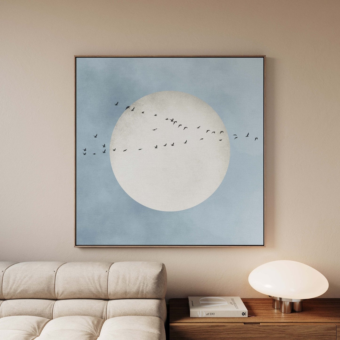 Blue Moon Square Framed Canvas - AureousHome