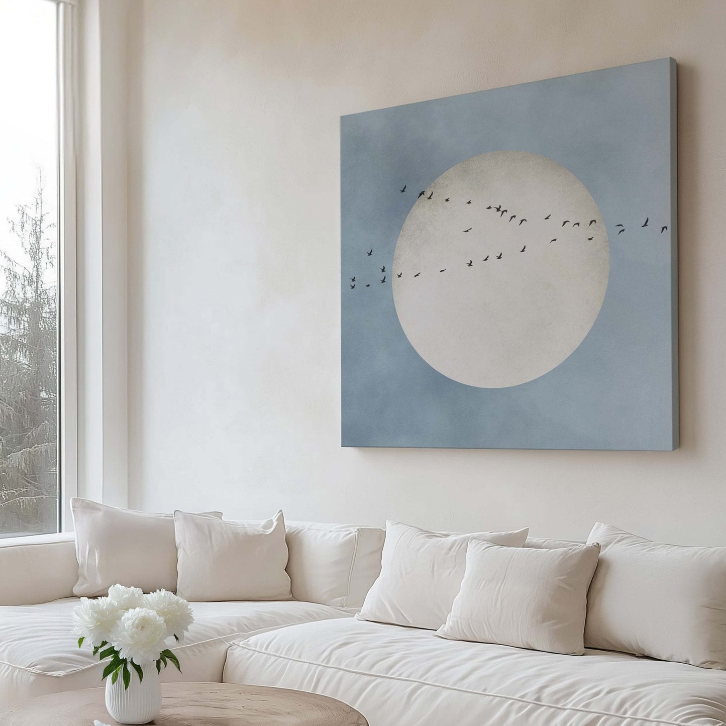Blue Moon Square Framed Canvas - AureousHome