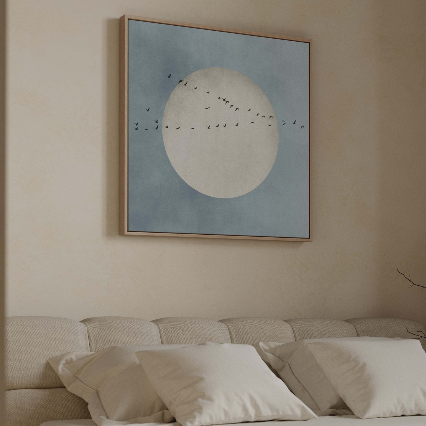 Blue Moon Square Framed Canvas - AureousHome