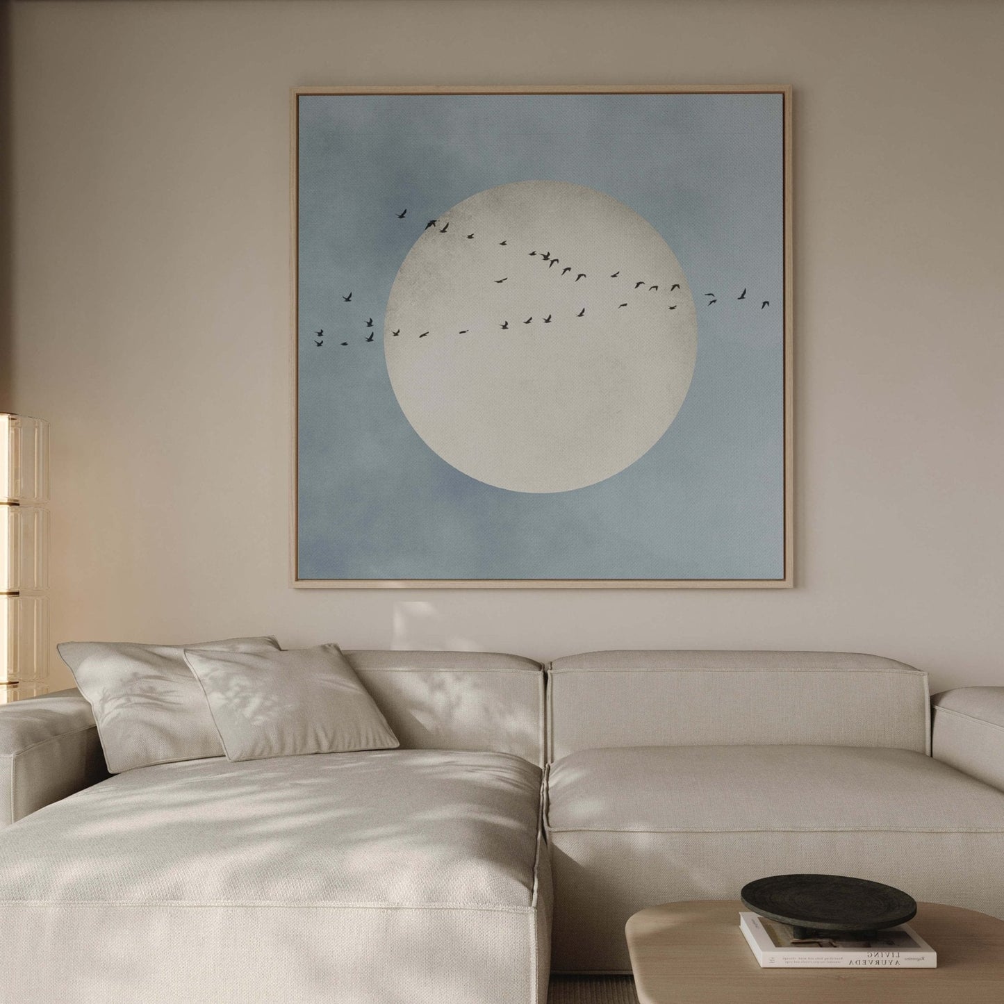 Blue Moon Square Framed Canvas - AureousHome