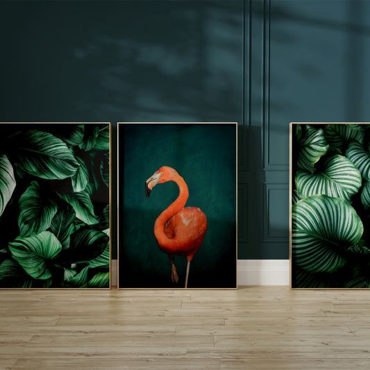 Botanical Flamingo Trio - AureousHome
