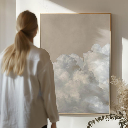 Breeze Framed Canvas - Beige - AureousHome