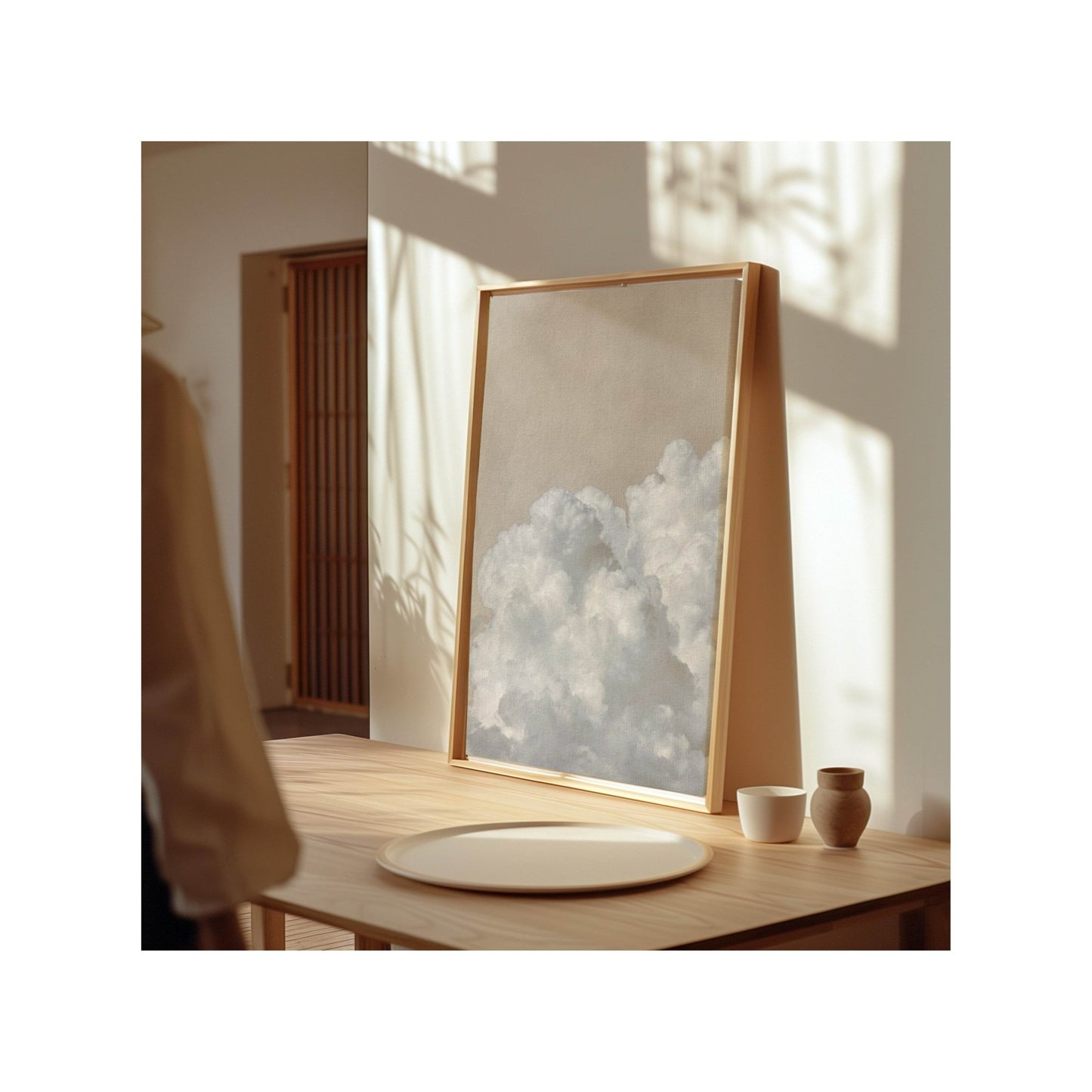 Breeze Framed Canvas - Beige - AureousHome