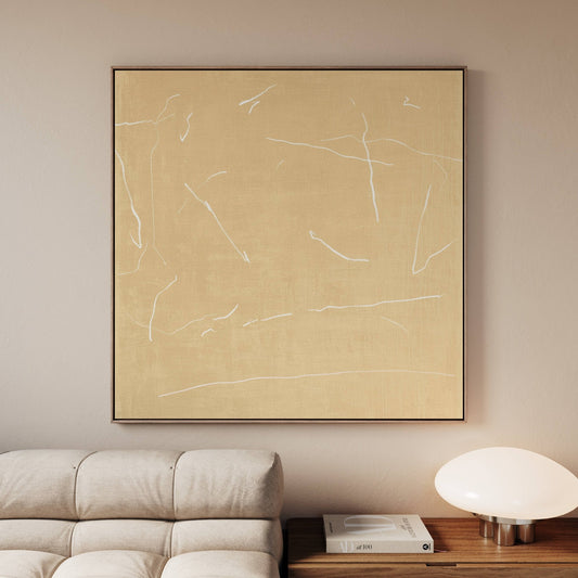 Extra large buttermilk yellow abstract framed canvas wall art
