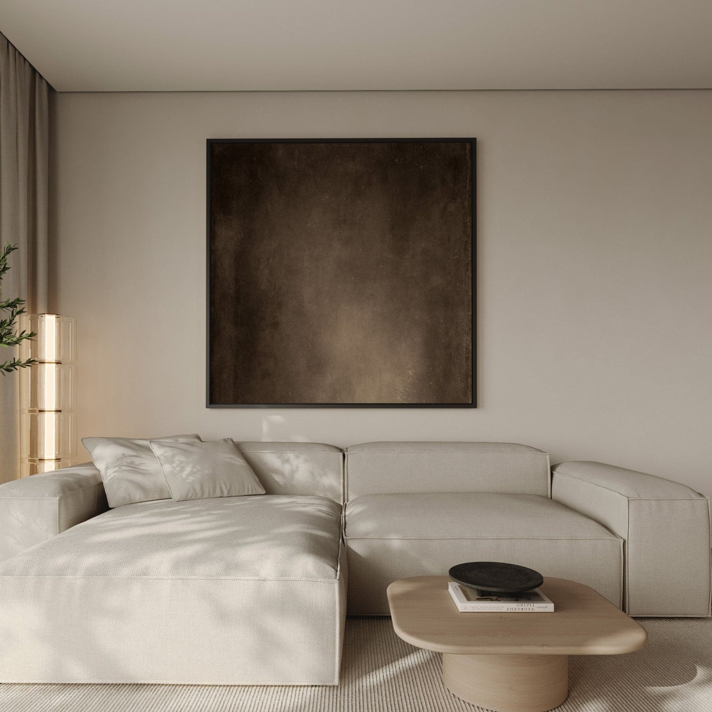 Cacao Square Framed Canvas - AureousHome