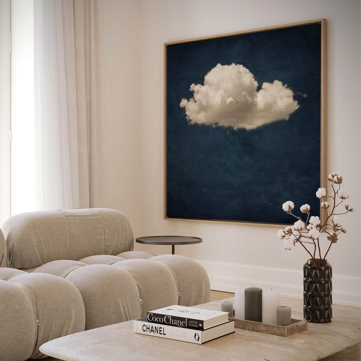 Calm Before the Storm Framed Canvas Art - Vintage Blue - AureousHome