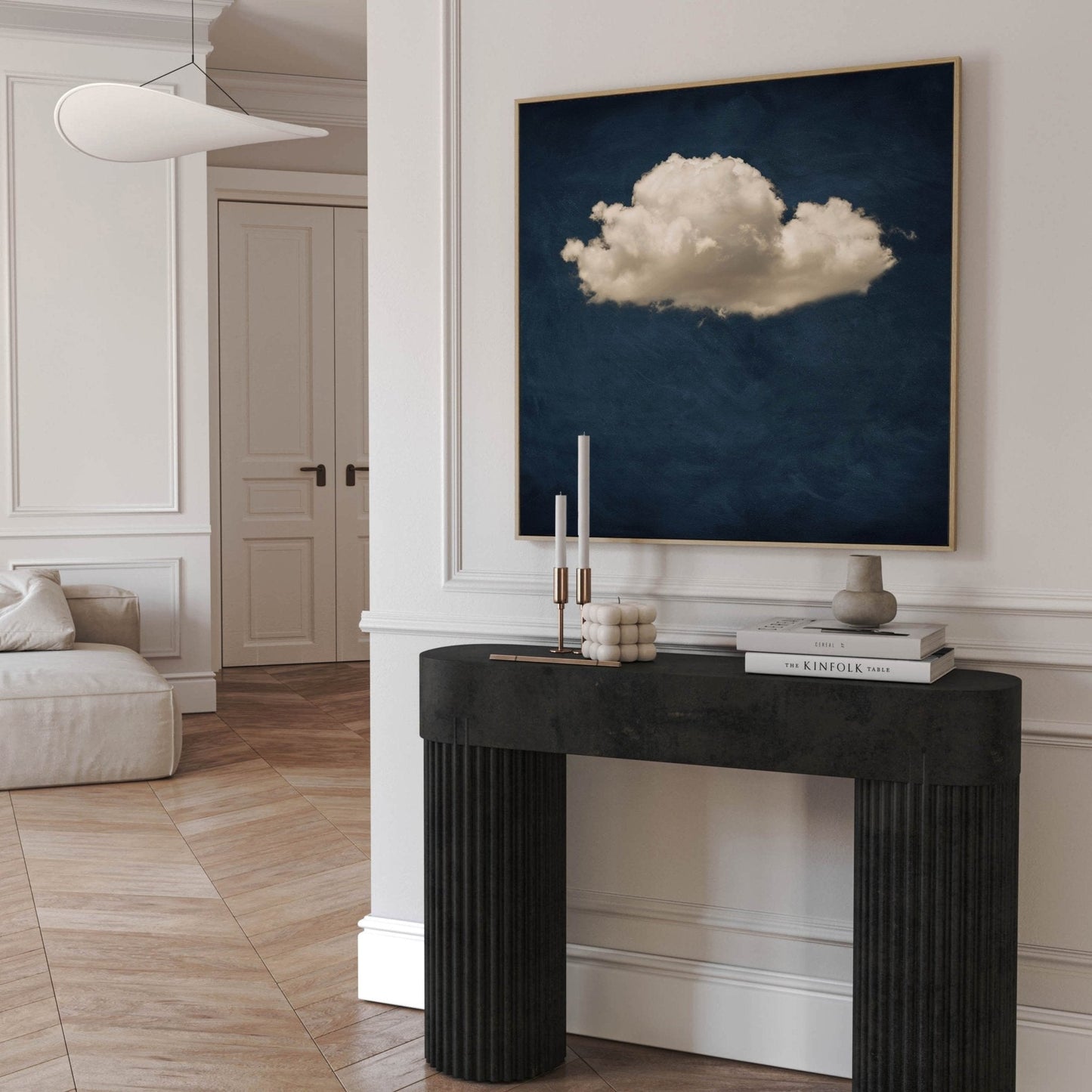Calm Before the Storm Framed Canvas Art - Vintage Blue - AureousHome