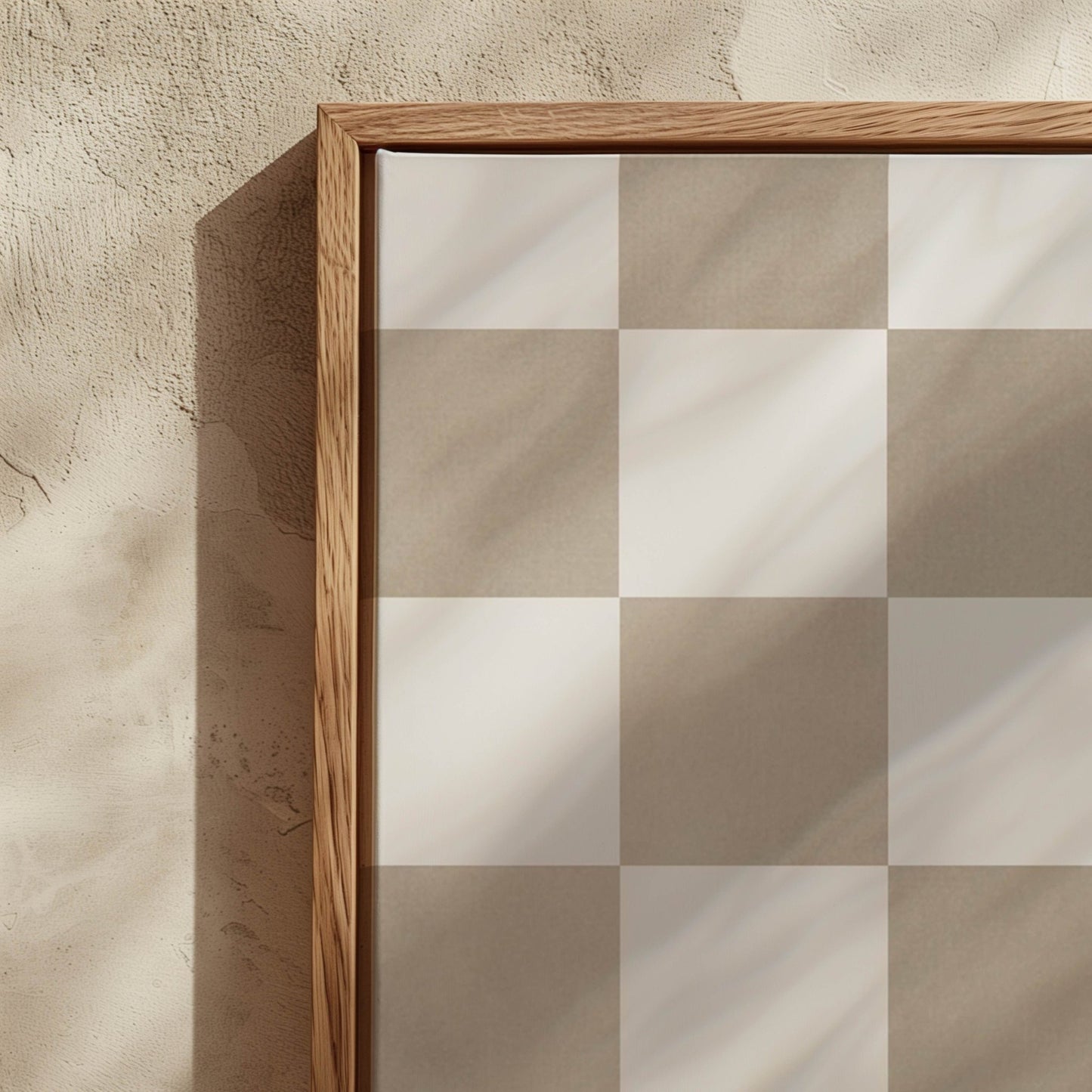 Checkerboard Framed Canvas - Neutral - AureousHome