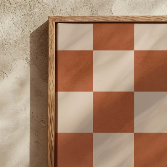 Checkerboard Framed Canvas - Rust - AureousHome