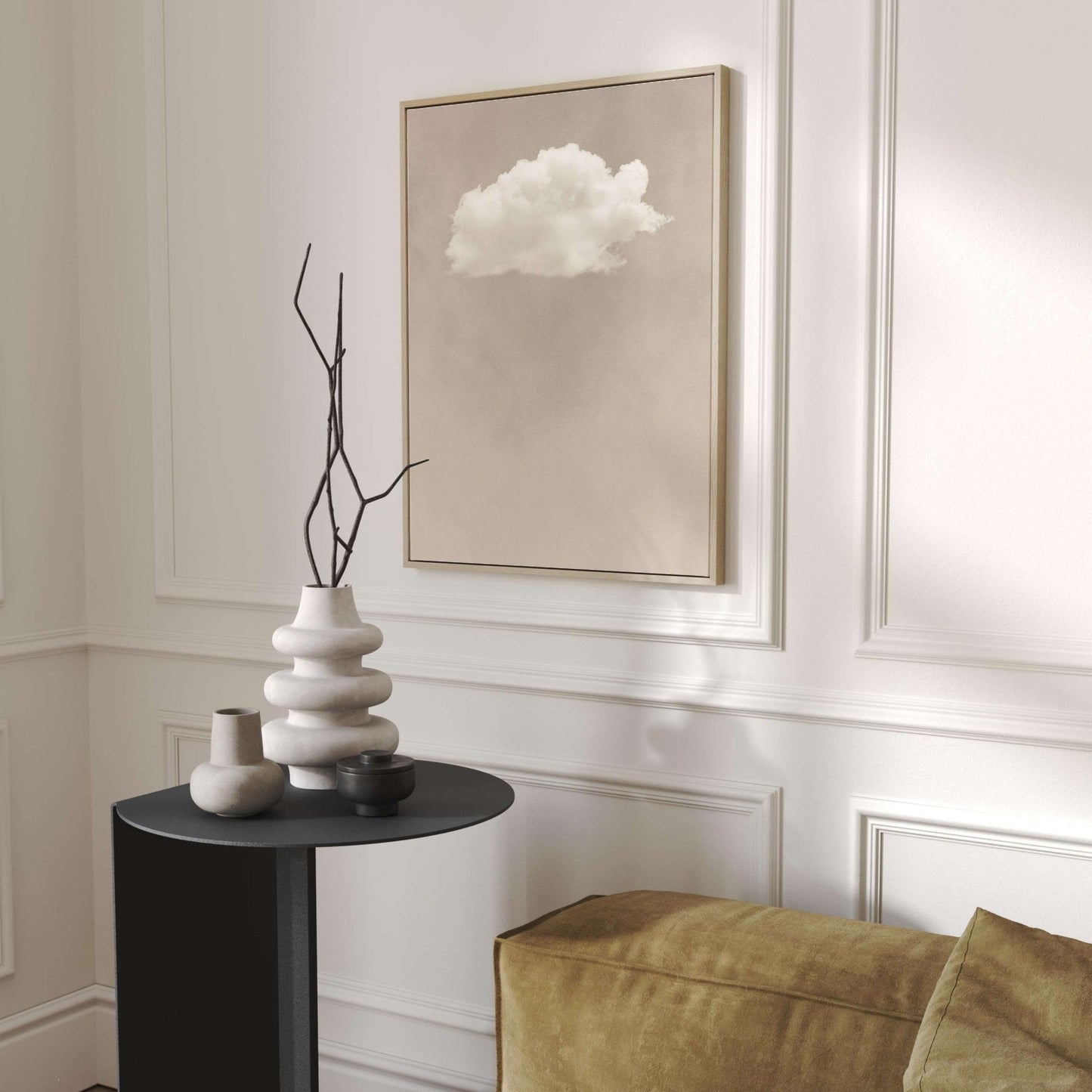 Neutral cloud  framed canvas wall art by Aureous