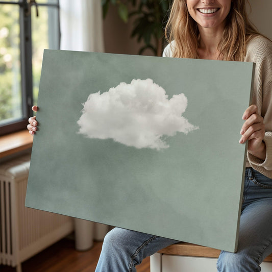 Contemplating Framed Canvas - Sage / Horizontal - AureousHome