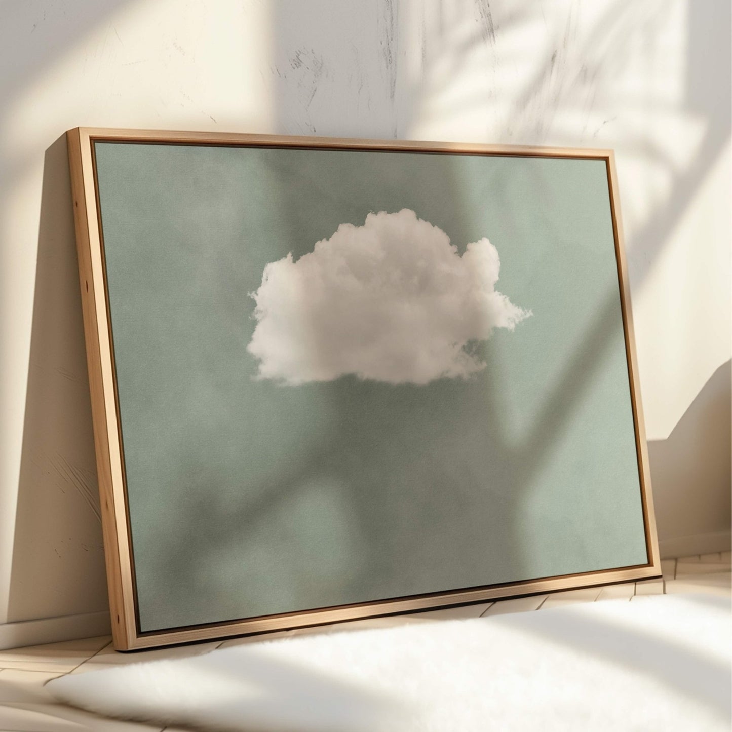 Contemplating Framed Canvas - Sage / Horizontal - AureousHome