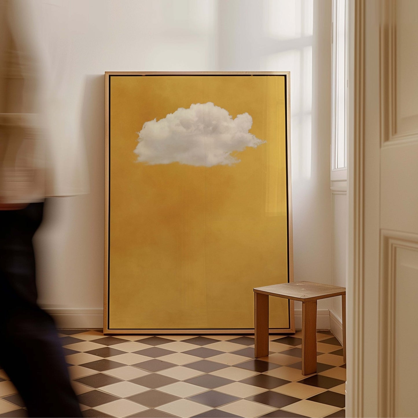 Contemplating Framed Canvas Wall Art - Yellow - AureousHome