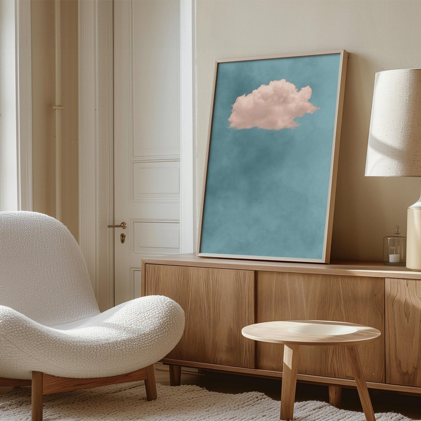 Contemplating Sky Blue / Blush - AureousHome