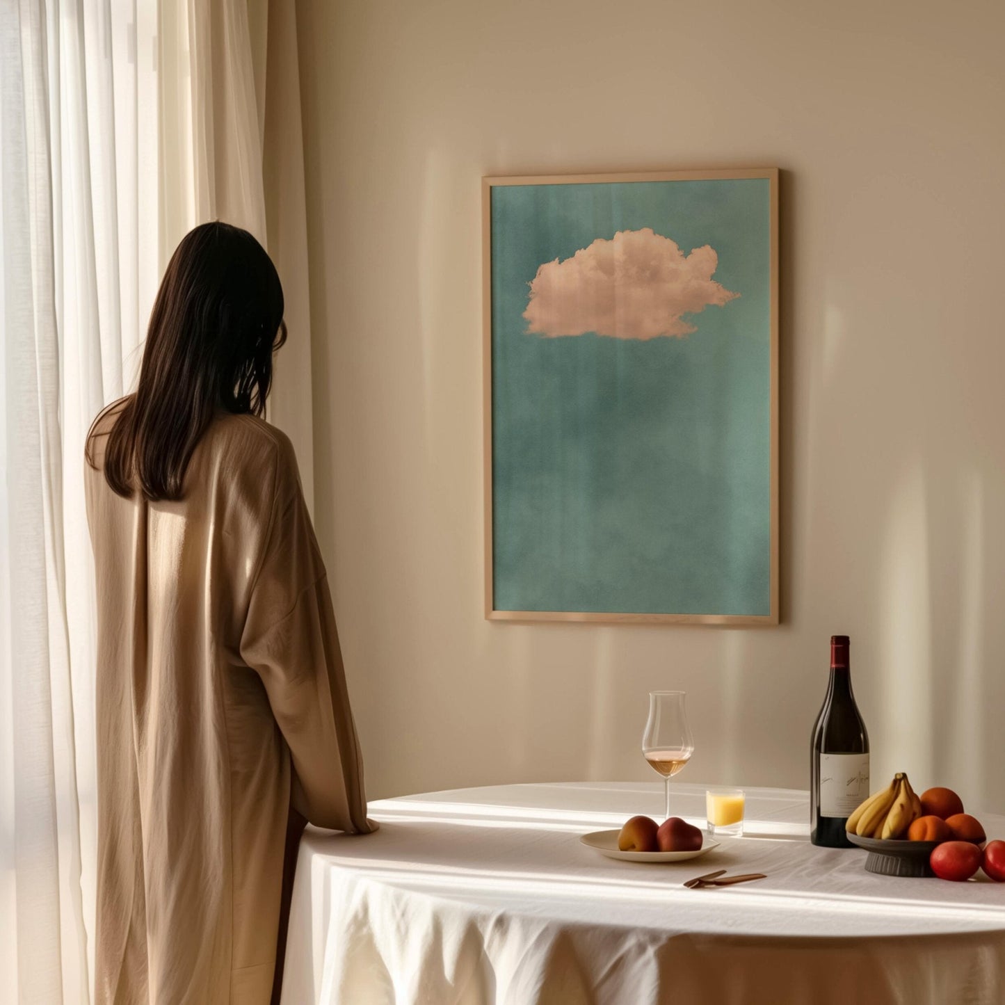 Contemplating Sky Blue / Blush - AureousHome