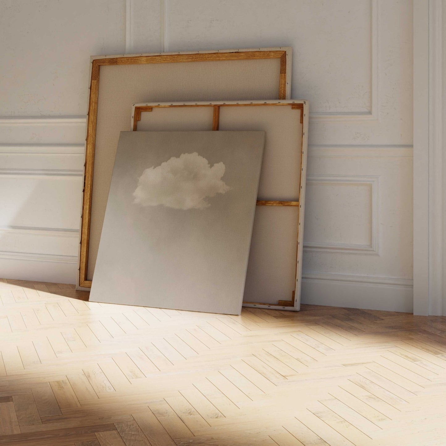 Beige cloud canvas wall art print