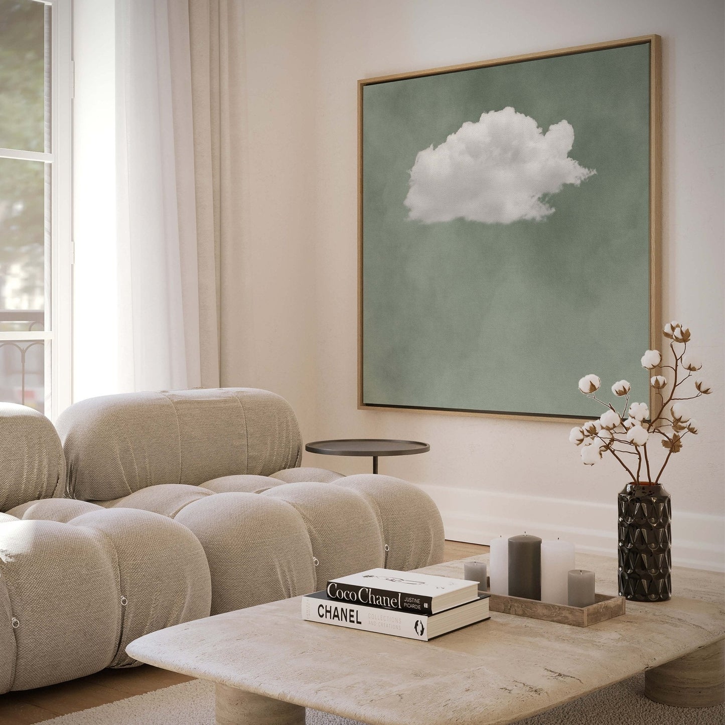 Contemplating Square Canvas - Sage - AureousHome