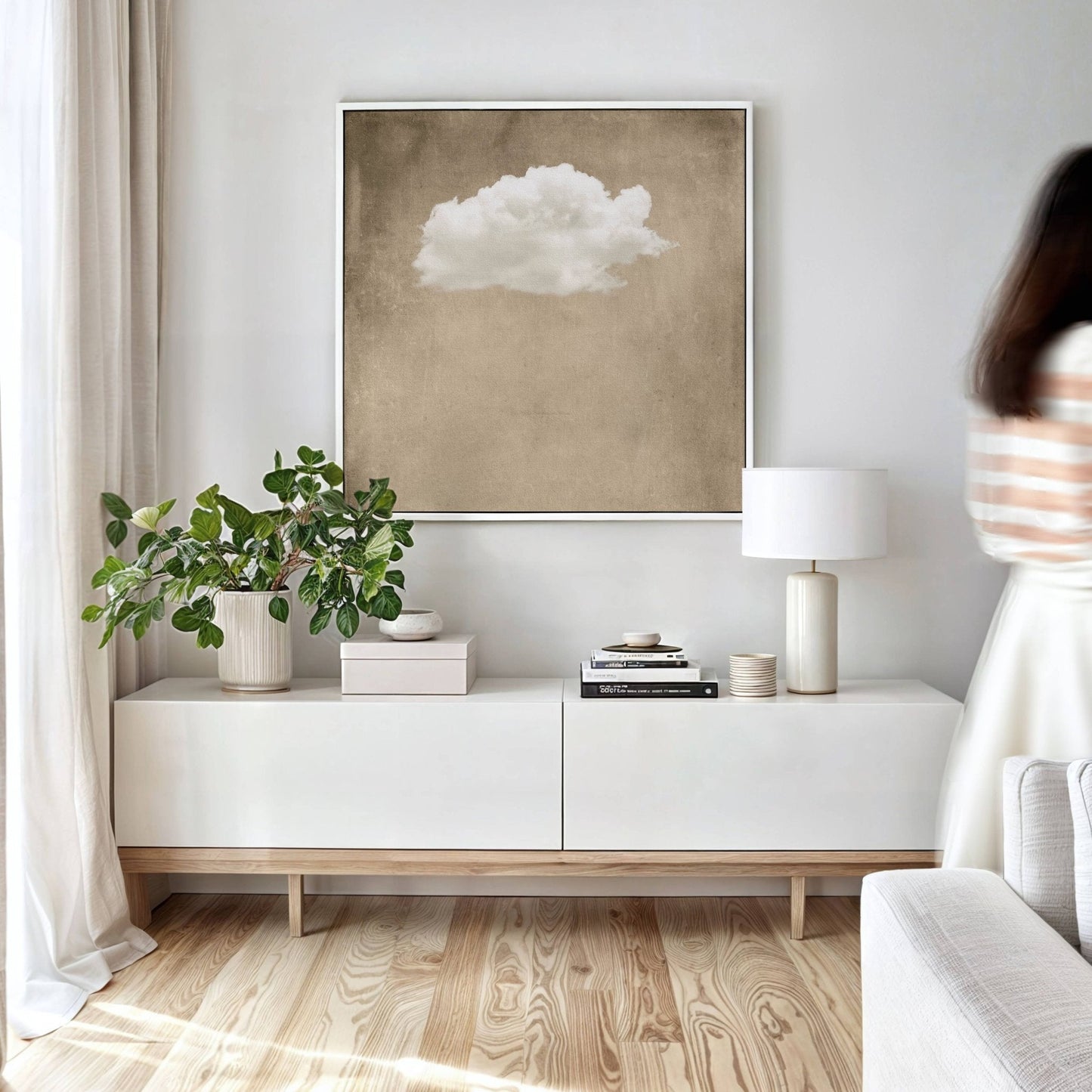 Contemplating Square Canvas - Sand - AureousHome