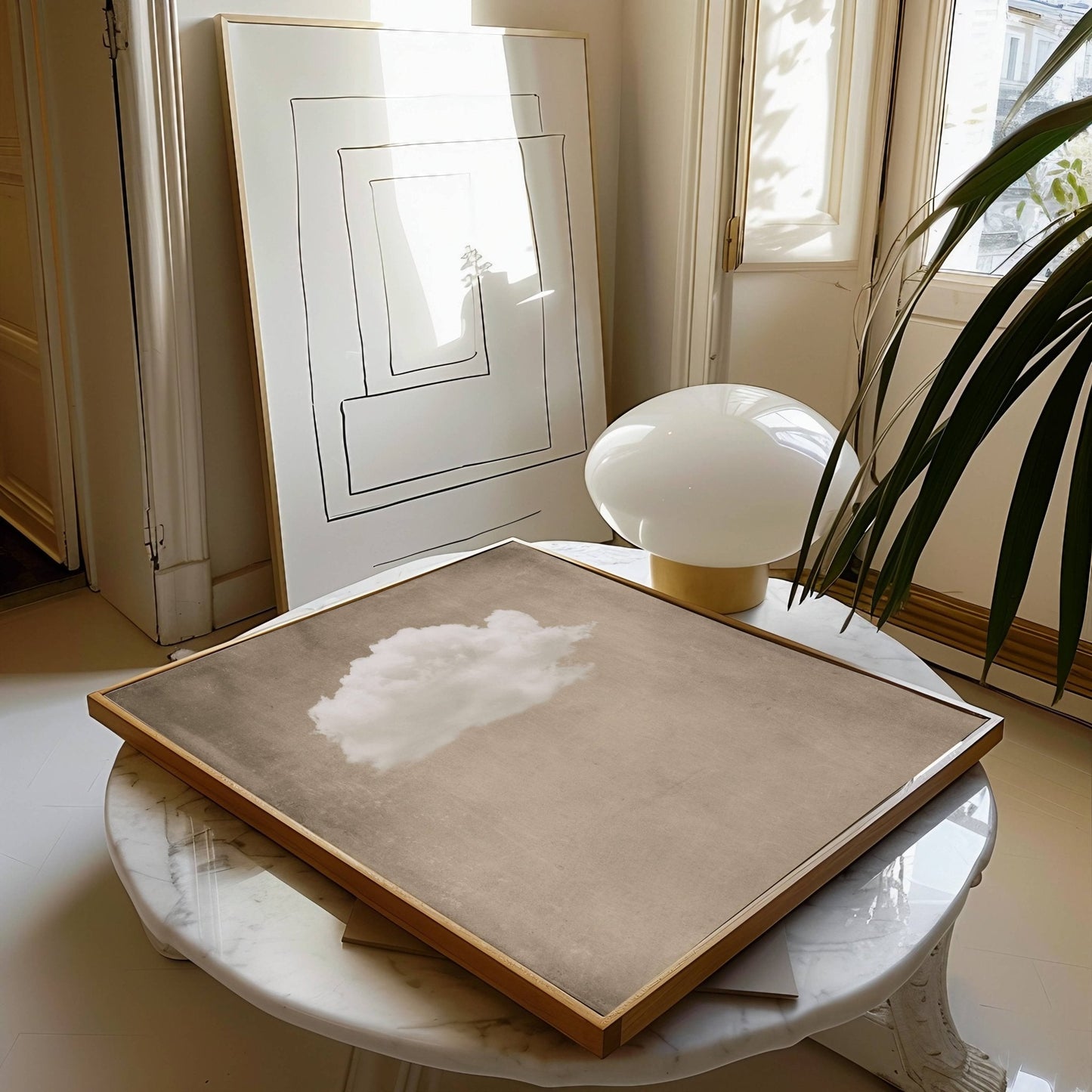 Contemplating Square Canvas - Sand - AureousHome