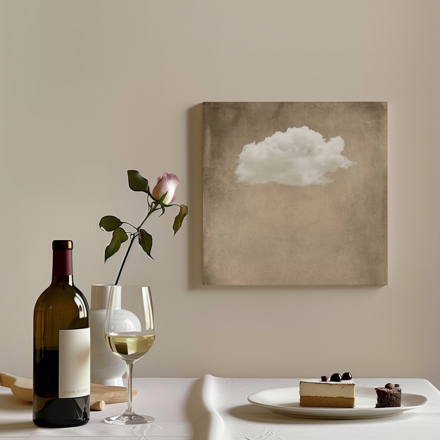 Contemplating Square Canvas - Sand - AureousHome