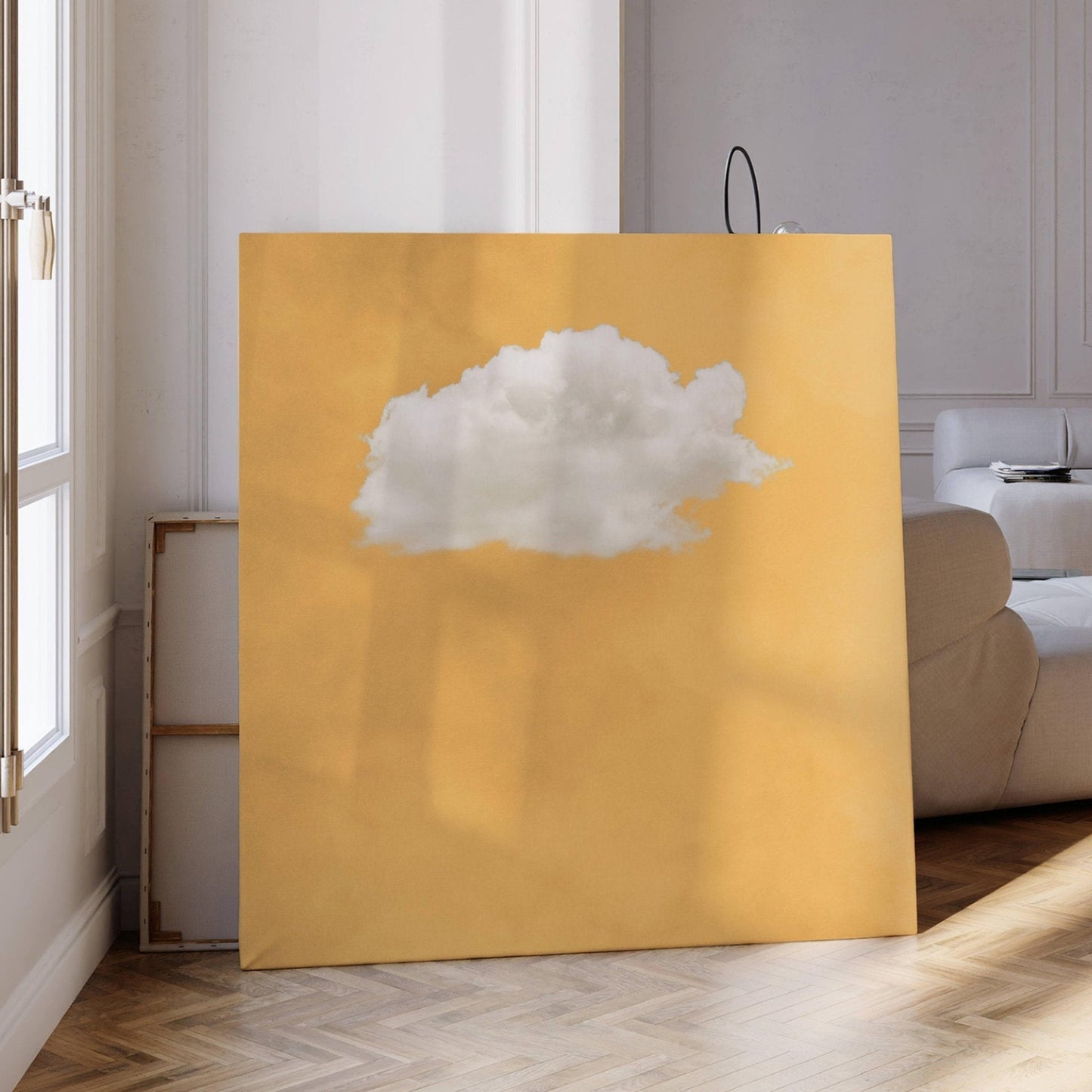Contemplating Square Framed Canvas - Yellow - AureousHome