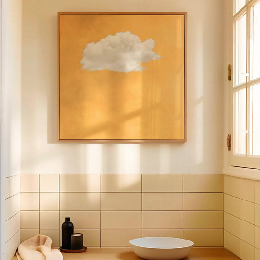 Contemplating Square Framed Canvas - Yellow - AureousHome