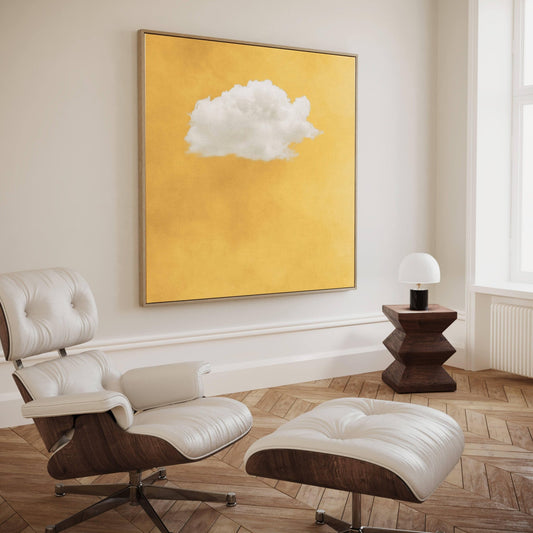 Contemplating Square Framed Canvas - Yellow - AureousHome