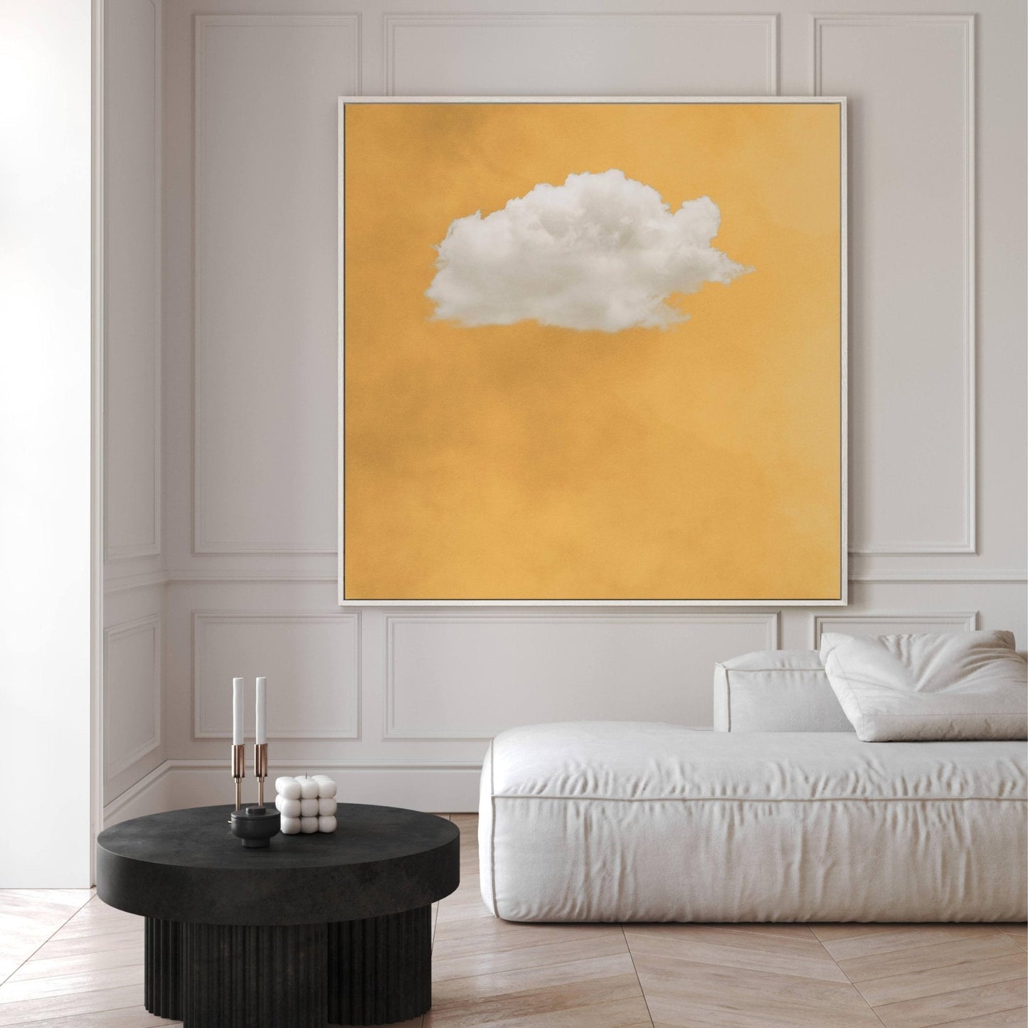 Contemplating Square Framed Canvas - Yellow - AureousHome