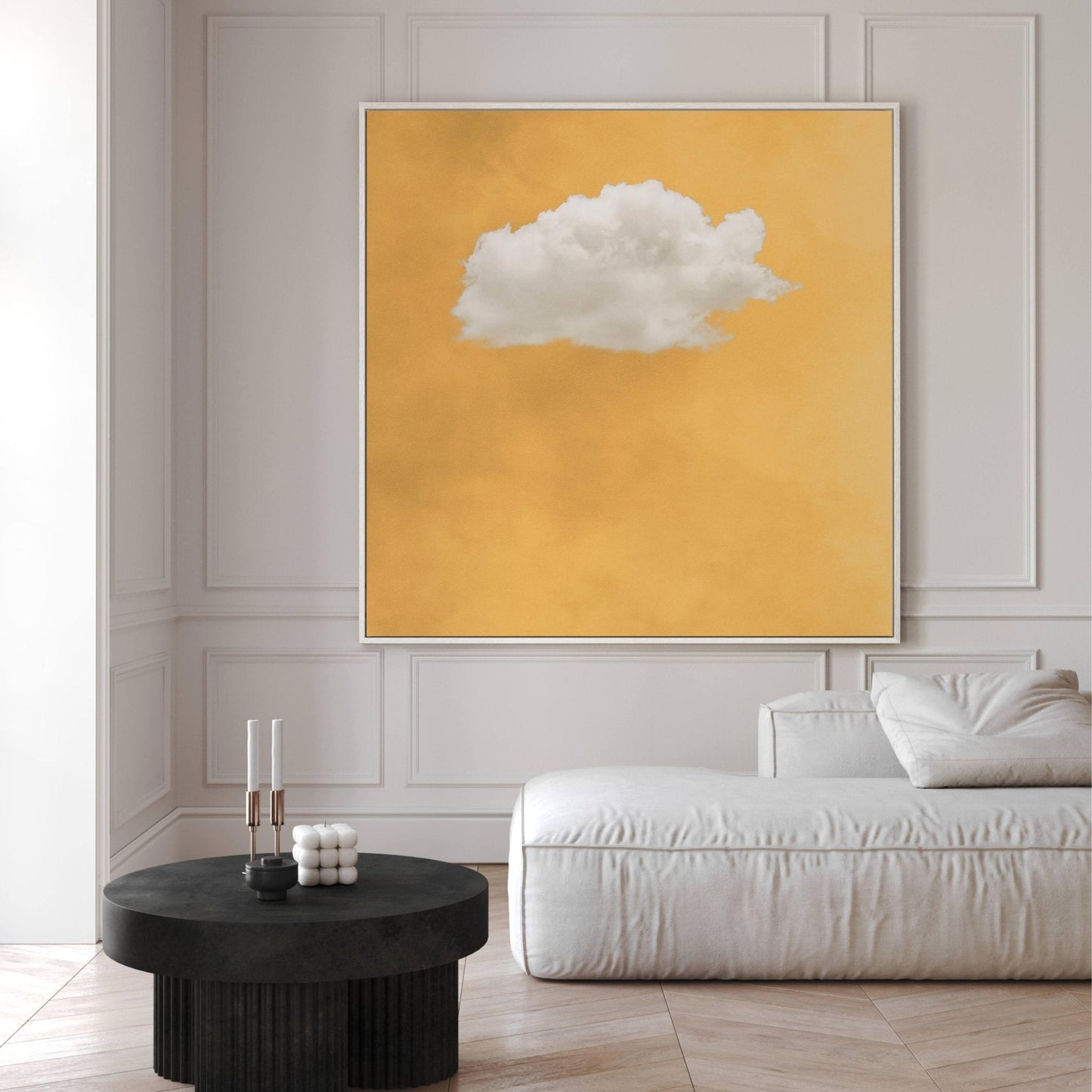 Contemplating Square Framed Canvas - Yellow - AureousHome