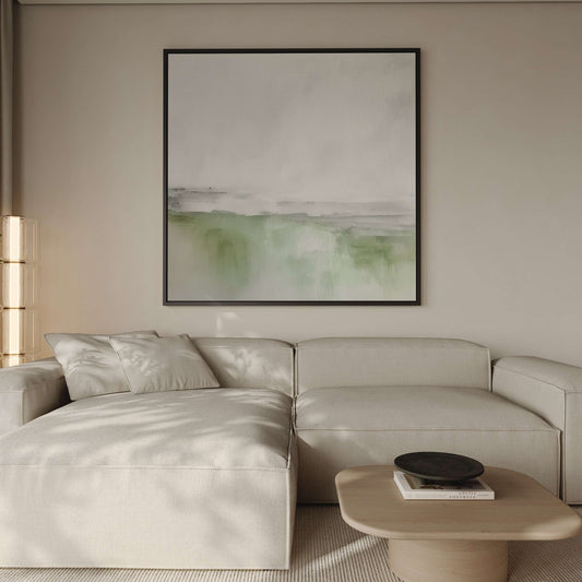 Côte Square Framed Canvas - Green - AureousHome