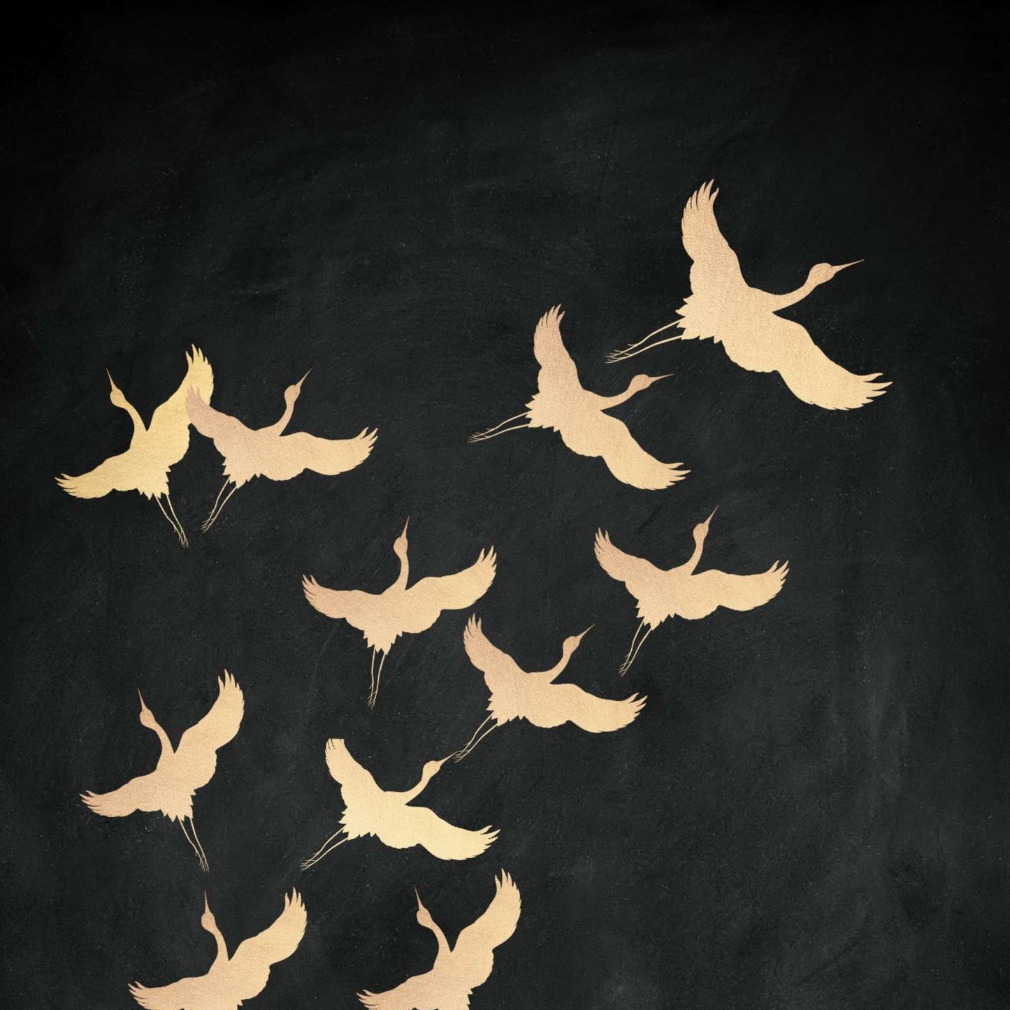 Cranes - Black and Gold - AureousHome