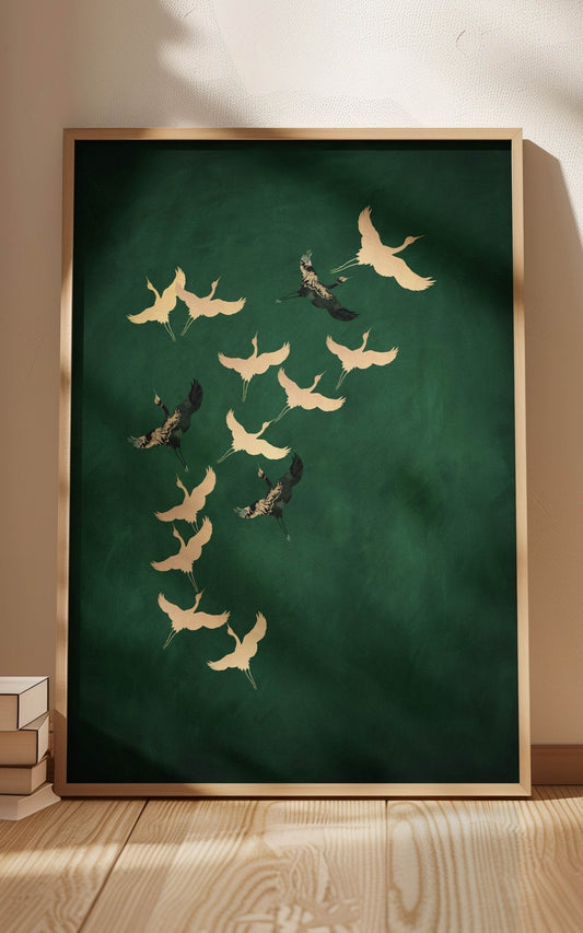 Cranes - Emerald - AureousHome
