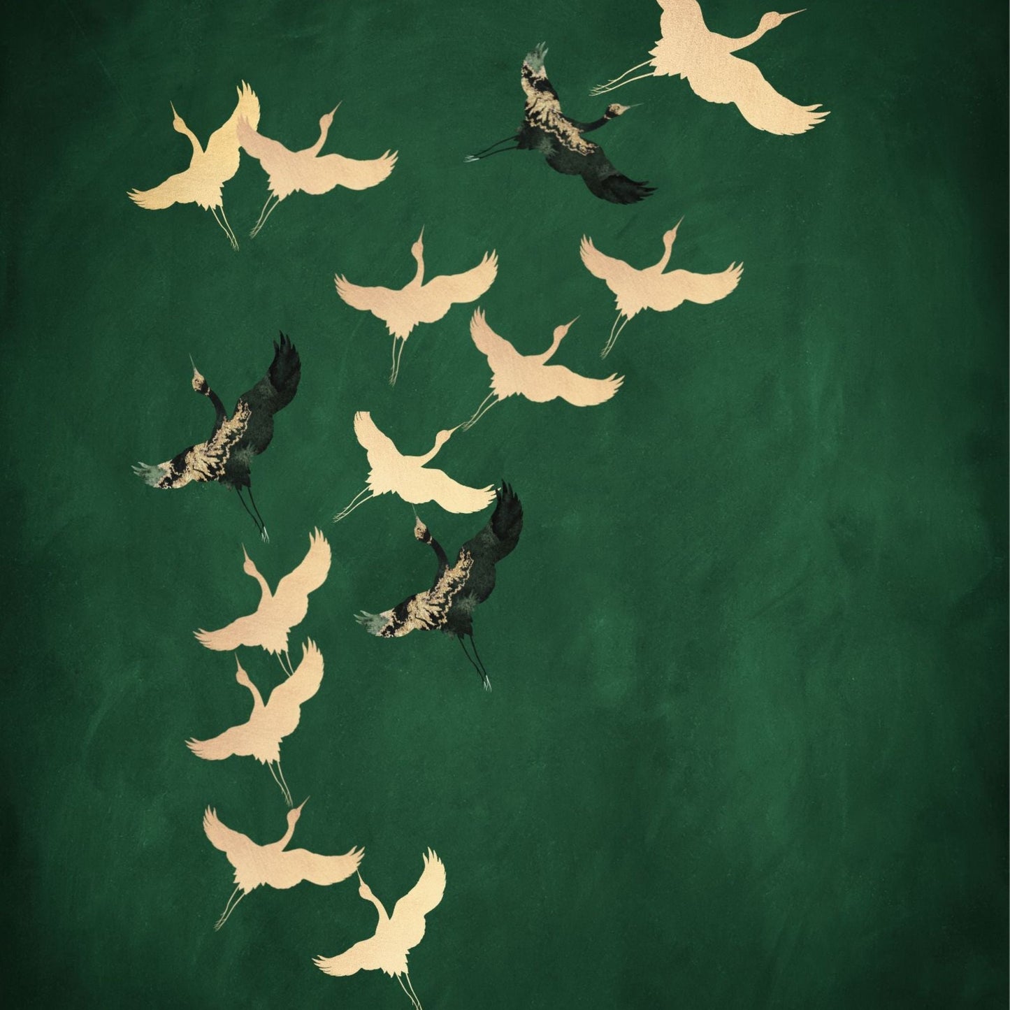 Cranes - Emerald / Gold - AureousHome