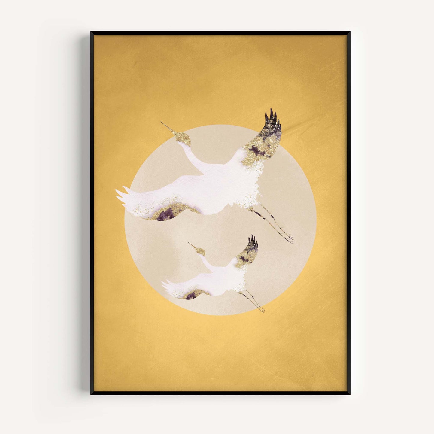 Cranes & Sun - Yellow - AureousHome