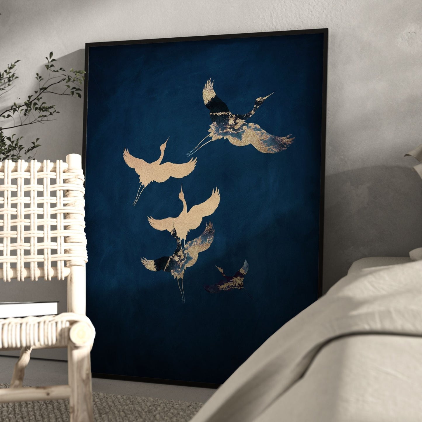 Cranes Trio - Sapphire - AureousHome