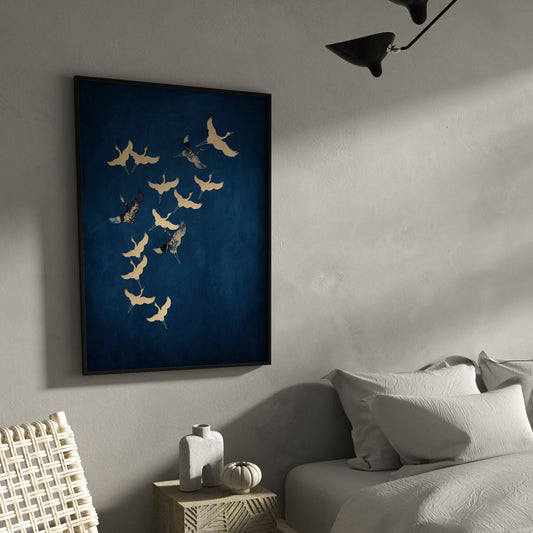 Cranes Trio - Sapphire - AureousHome
